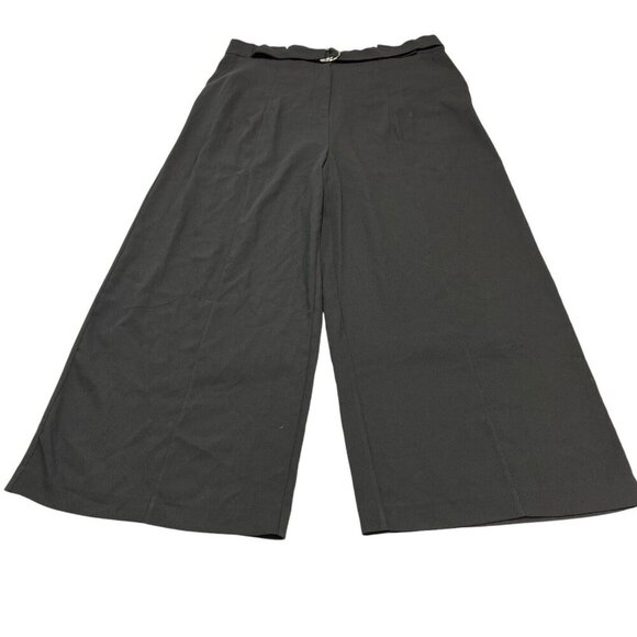 CeCe Pants Womens 16W Black Wide Legs Crepe Flowy Trouser Belted‎ Cocktail Party - Picture 3 of 11